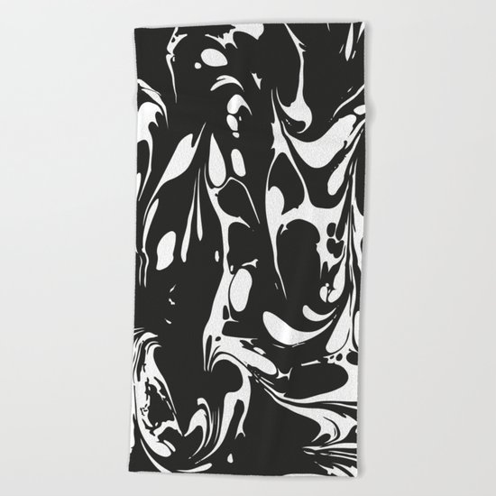 Black and White Marble Surface Design Beach Towel