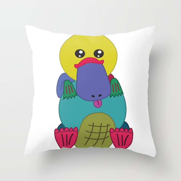 Rainbow Platypus Throw Pillow