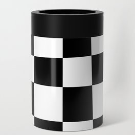 Abstract Checker Pattern 223 Black and White Can Cooler