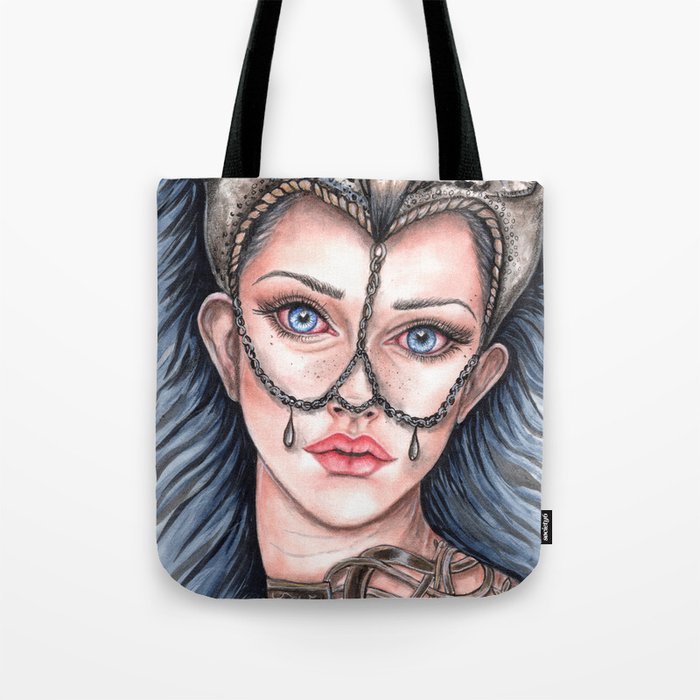 Viking Warrior Princess Fantasy Art Skull Crown Laurie Leigh Tote Bag By Laurieleighart