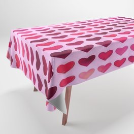 Rainbow Hearts Pink Red Cranberry Tablecloth