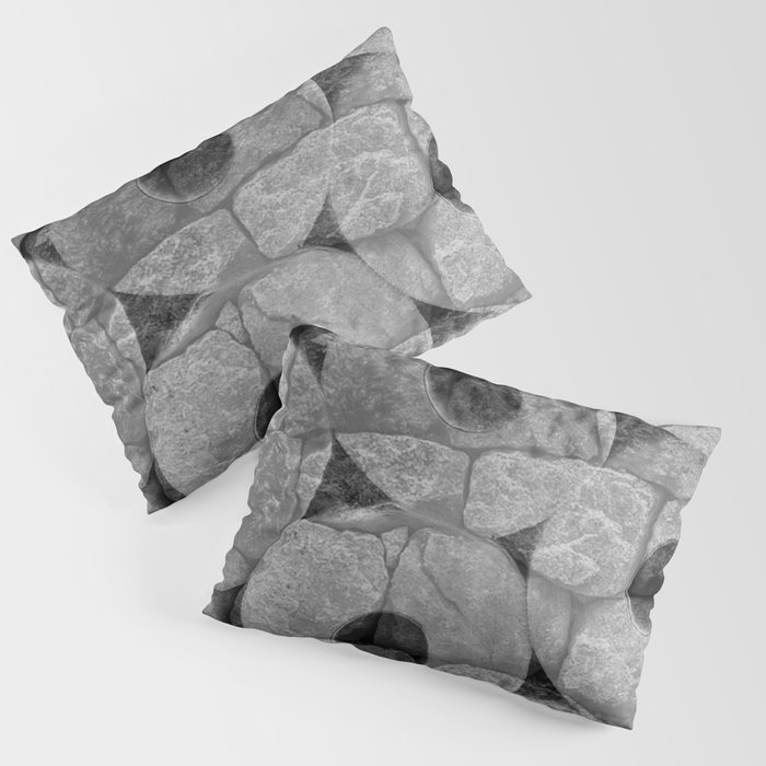 Rock and Roll Gray Scale Toilet Paper Rolls Overlaid with Rocks Pillow Sham