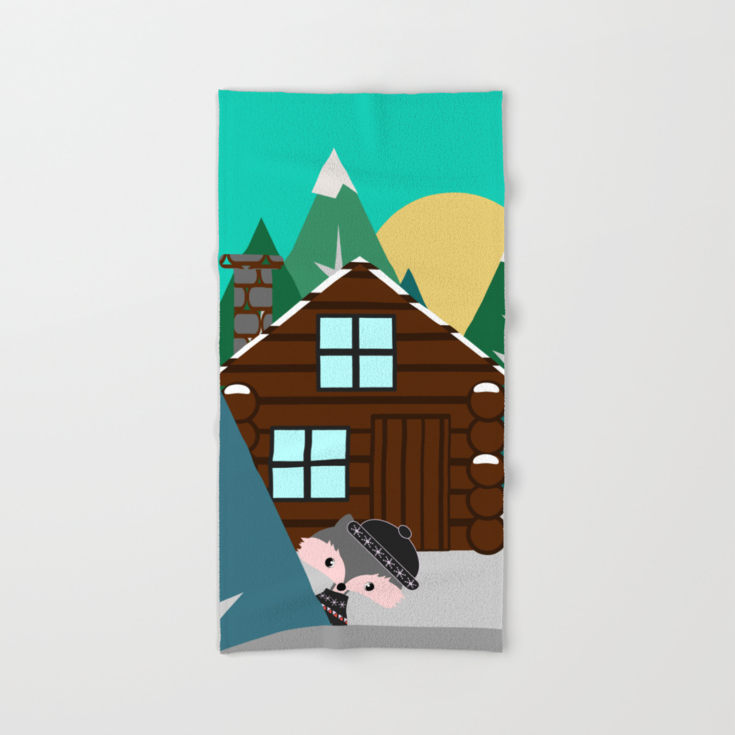 Winter Cabin In The Woods Hand Bath Towel By Cocodes Society6