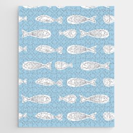 Little Fishes Pattern Baby Blue Background Jigsaw Puzzle