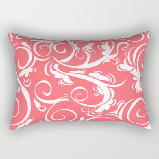 Floral Coral Rectangular Pillow
