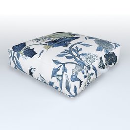 Blue vintage chinoiserie flora Outdoor Floor Cushion
