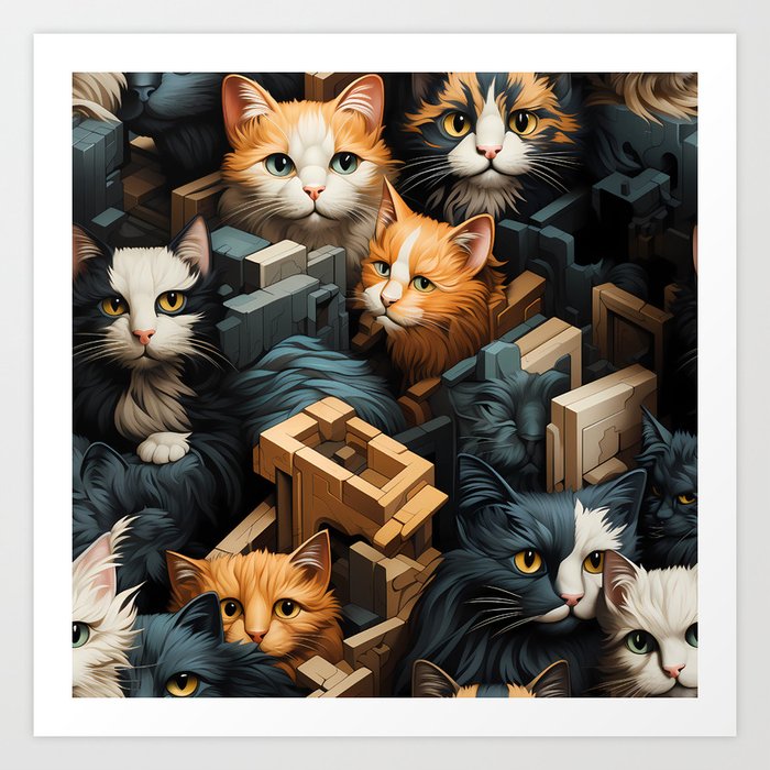 Cat Party Art Print