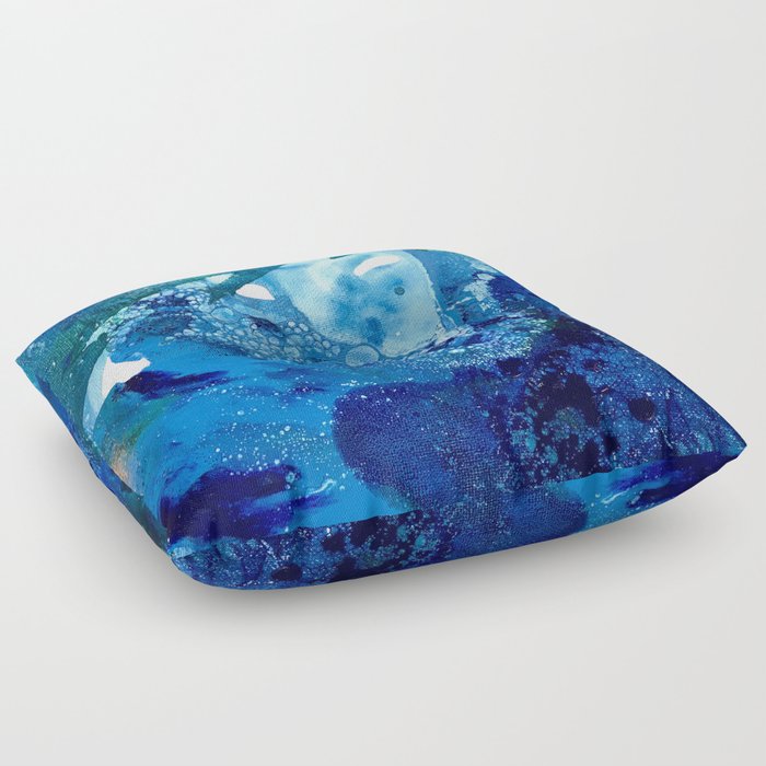 Environmental Blue Leaves, Tiny World Collection Floor Pillow