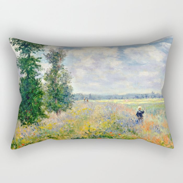 Poppy Fields near Argenteuil by Claude Monet Rectangular Pillow