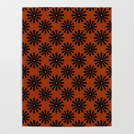 Orange floral pattern design Poster