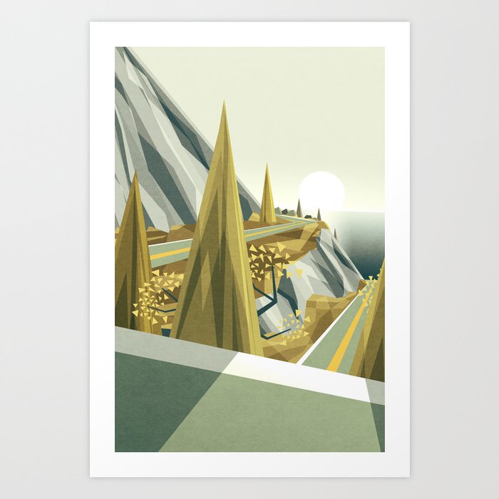Discover the motif OCEANSIDE MOUNTAIN ROAD by Yetiland as a print at TOPPOSTER