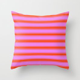 [ Thumbnail: Violet and Red Colored Lined/Striped Pattern Throw Pillow ]