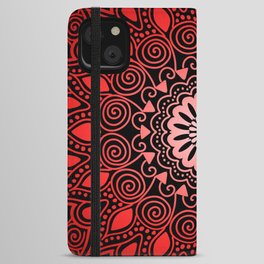Deep Red Mandala Art iPhone Wallet Case