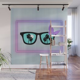 Purple Neon Sunglasses Wall Mural