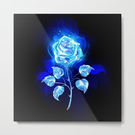 Burning Blue Rose Metal Print