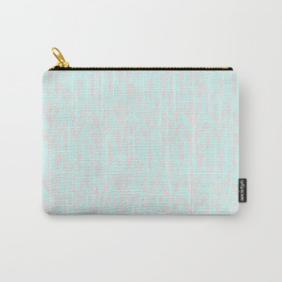 Merry christmas- abstract winter pattern with pink branch and snow Carry-All Pouch