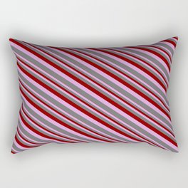[ Thumbnail: Maroon, Plum & Dim Grey Colored Lined/Striped Pattern Rectangular Pillow ]