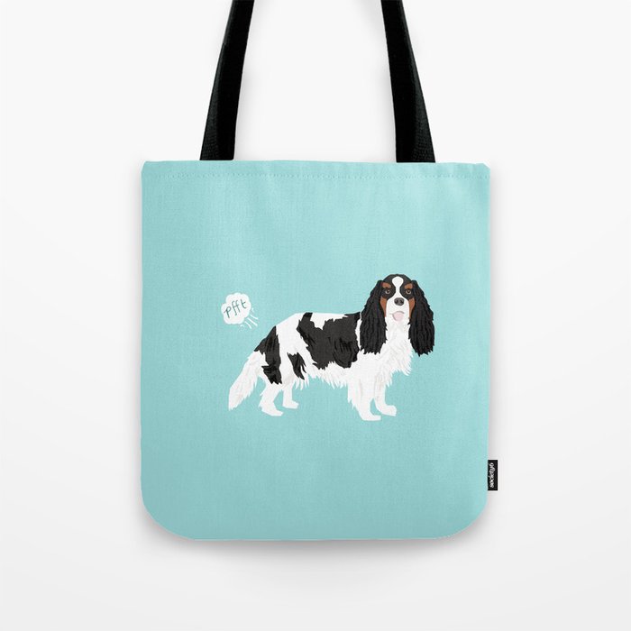 Cavalier King Charles Spaniel tricolored funny farting dog breed gifts Tote Bag