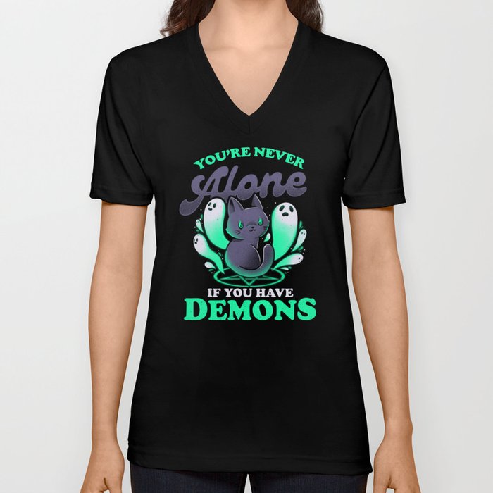 Me And My Demons - Cute Evil Cat Gift V Neck T Shirt