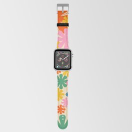 Retro 60s 70s Aesthetic Floral Pattern in Rainbow Pop Colours Apple Watch Band