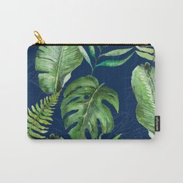 Tropical Leaves Banana Palm Tree Carry-All Pouch | Jungle, Floral, Exotic, Redharmonydesign, Graphicdesign, Bluebackground, Blue, Leaf, Leaves, Banana 