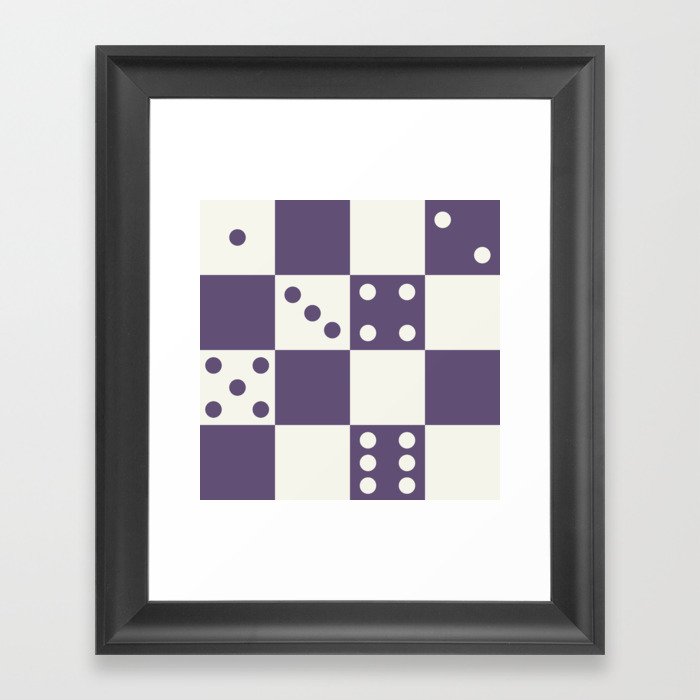 Checkered Dice Pattern (Creamy Milk & Juicy Plum Color Palette) Framed Art Print