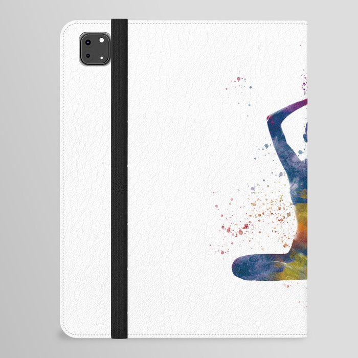 woman practices yoga in watercolor iPad Folio Case