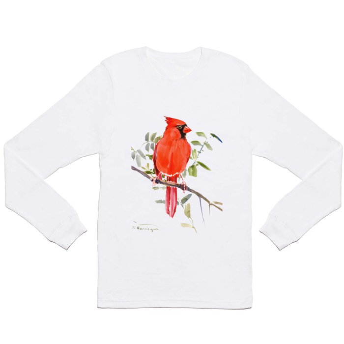 Graphic V-Neck T-Shirt | Cardinal Birds and Spring, Cardinal Bird Design by Surenart - White - XX-Large - Unisex V-Neck T-Shirt - Society6