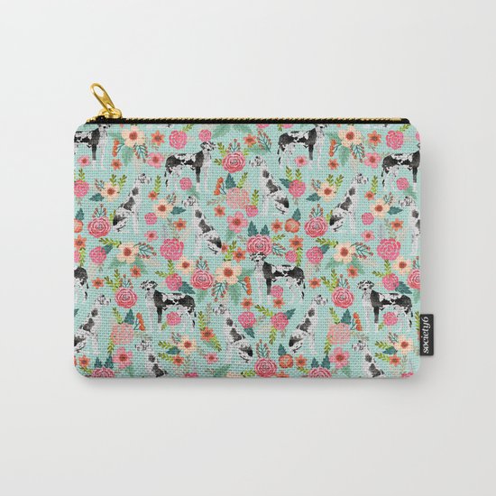 Great Dane dog breed florals mint pattern print for dog owner with great dane must have gifts Carry-All Pouch