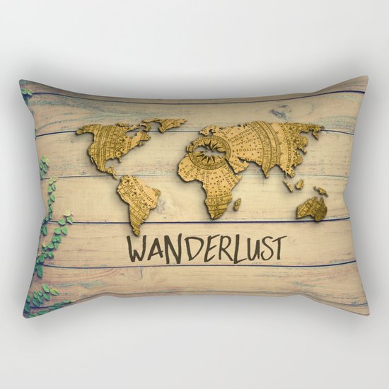 Wanderlust Vintage Map Rectangular Pillow