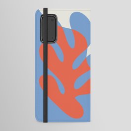 Abstract Matisse Organic Leaves Shapes \\ Orange & Denim Blue Android Wallet Case