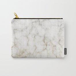 White and Gold Marble Texture Carry-All Pouch
