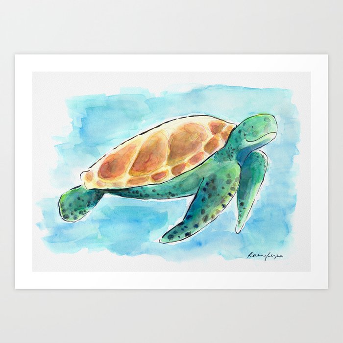 Sea Turtle Waterolour Art Print
