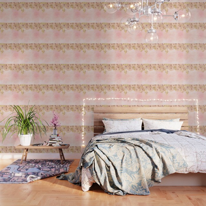 Misty Rose Gold Floral Wallpaper By Peggieprints Society6