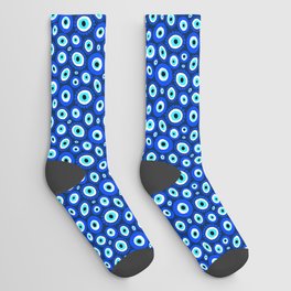 Evil Eye Symbol Blue White Pattern Socks