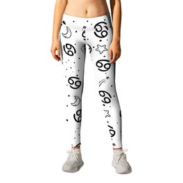 Cancer zodiac sign hand drawn seamless pattern Leggings