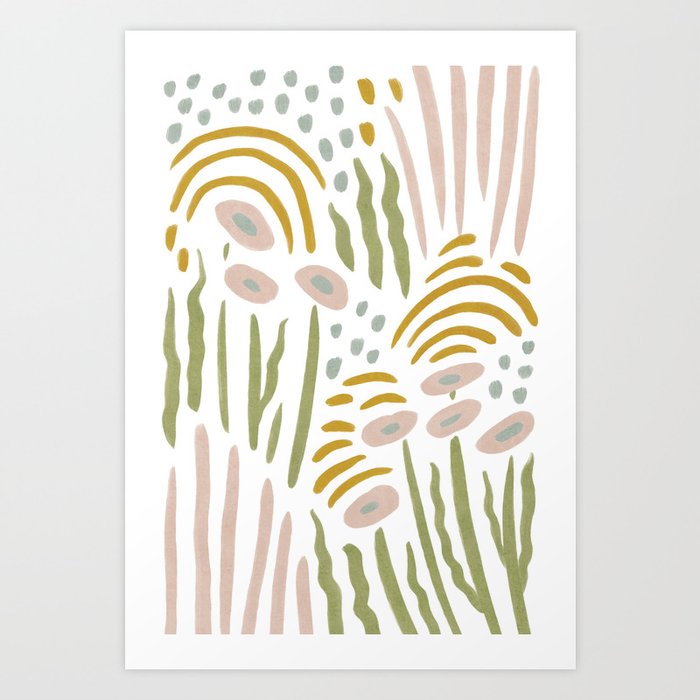 Eclectic pastel nature pattern Art Print