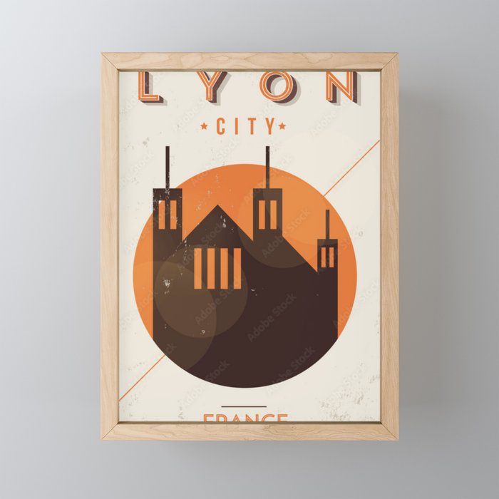 Lyon City Vintage  Framed Mini Art Print