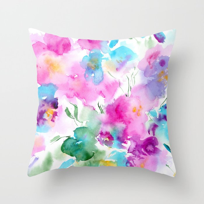 Floral abstraction #4 || watercolor Throw Pillow