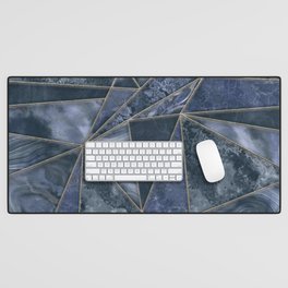 Stained Glass Style Gemstone Marble Navy Blue Desk Mat