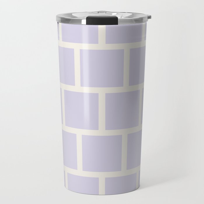 Pastel Lilac Purple and White Bricks Retro Pattern  Travel Mug