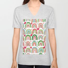 Boho Christmas Design Rainbows seamless patterns V Neck T Shirt