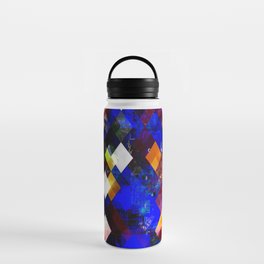 geometric pixel square pattern abstract background in blue yellow Water Bottle