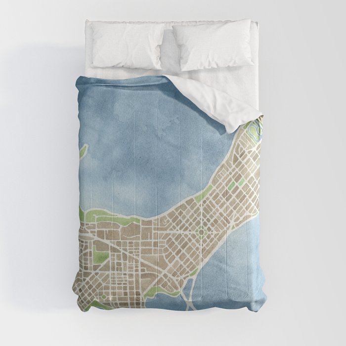 City Map Madison Wisconsin watercolor  Comforter