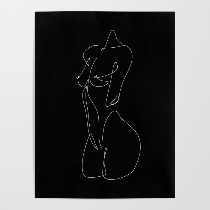 Nips and Hips in black / Explicit Design drawing of naked woman Poster