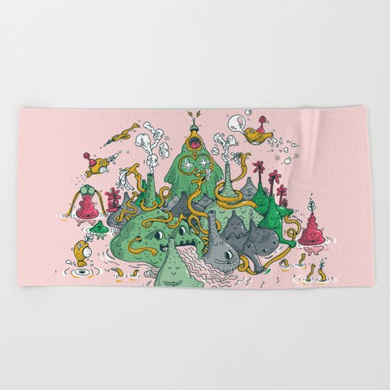 The Owl Land Beach Towel