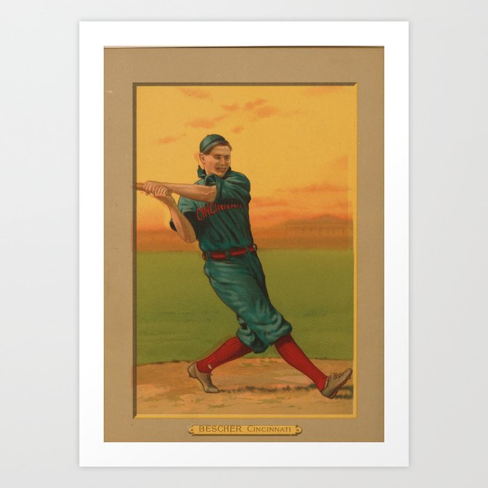 Vintage Backyard Baseball Player Bescher Cincinnati Art Print