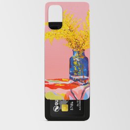 Pink Fuzzy Still Life | Golden Wattle Flower | Australian Native Flowers Android Card Case