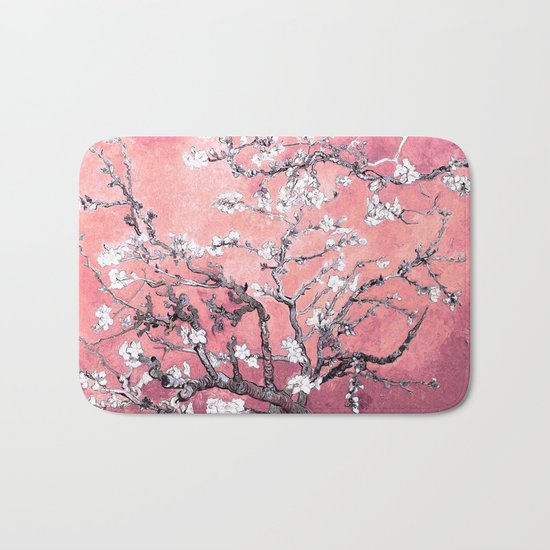 Van Gogh Almond Blossoms : Peachy Pink Bath Mat