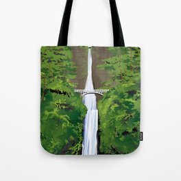 Multnomah Falls Illustration Tote Bag
